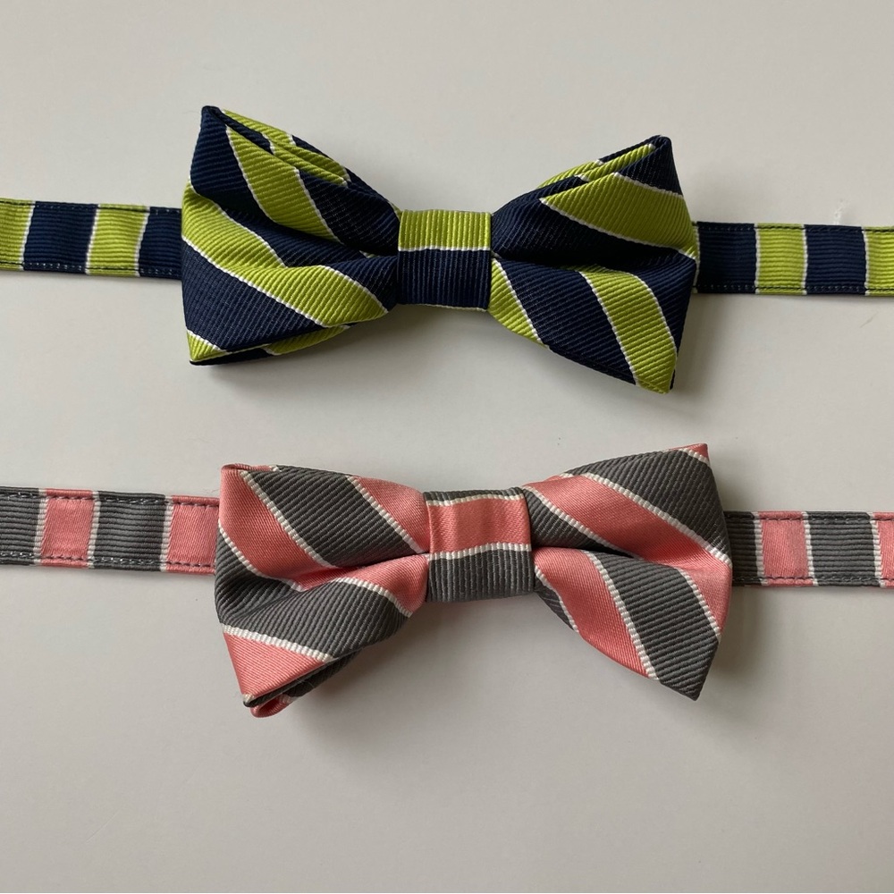 Gymboree Boys Set of 2 Striped Bow Tie for Kids - Green and Pink